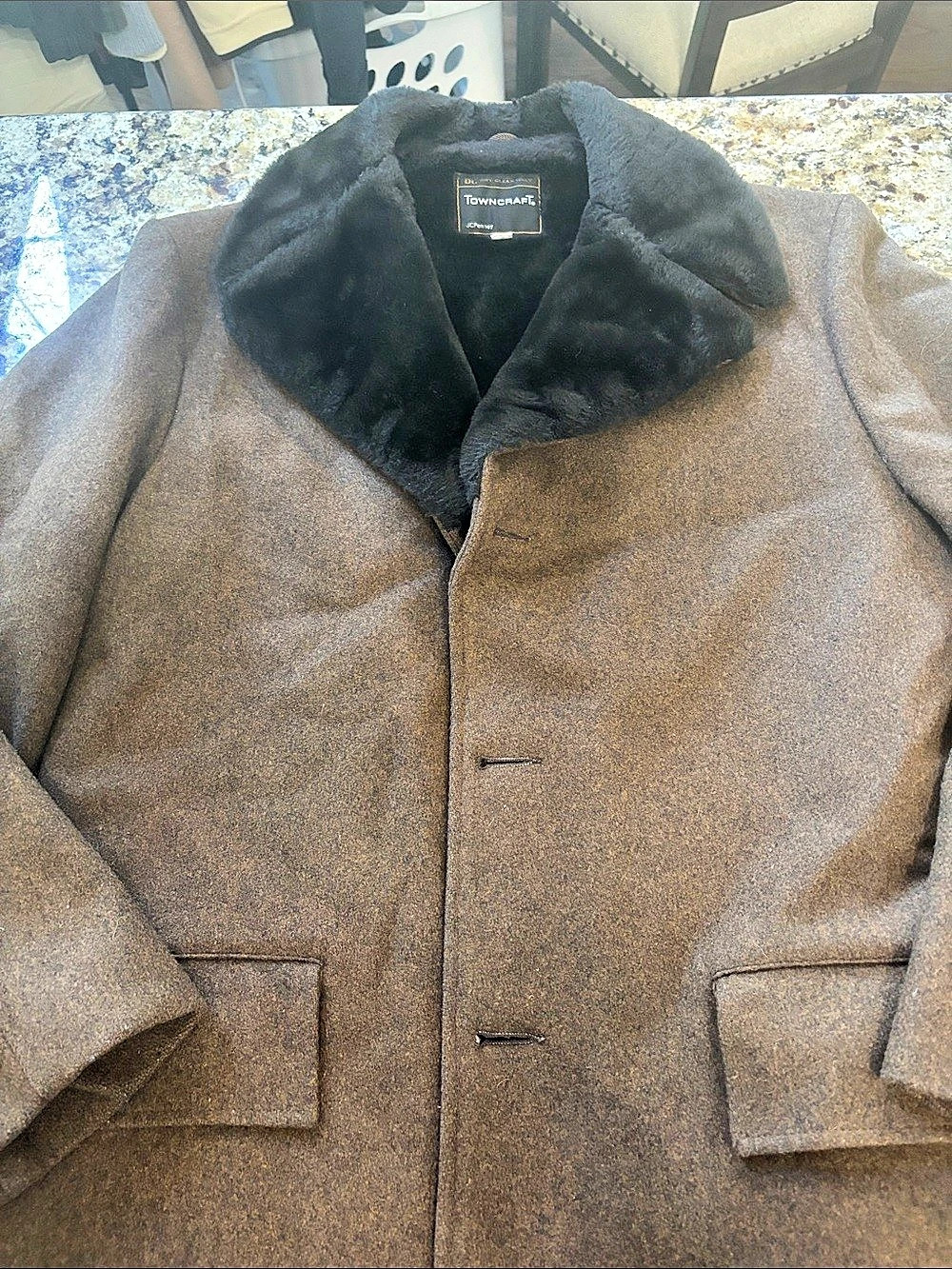 Towncraft Vintage Towncraft JC Penney Faux Fur Collar Wool Car Coat Vintage JC